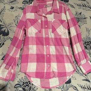 SO Kids Pink and White Checkered Button Down Shirt